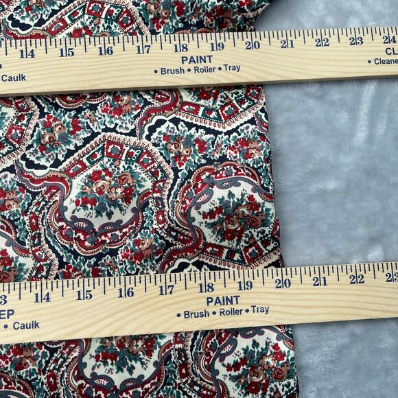 Vtg Jessica Lynn Blouse 8 Silky Polyester Red Green Floral Twisted Turtleneck - Picture 11 of 16